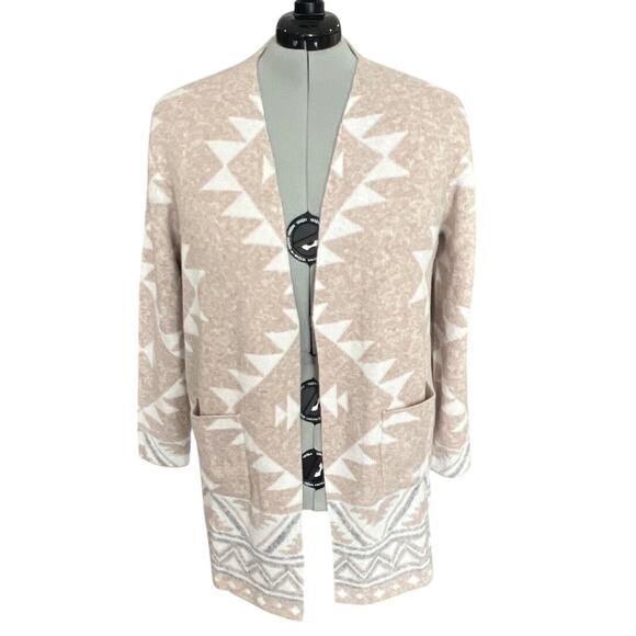 Frye Western Print Soft Stretch Tan/Cream Open Cardigan Size XXL Cowboy Core - Picture 1 of 8
